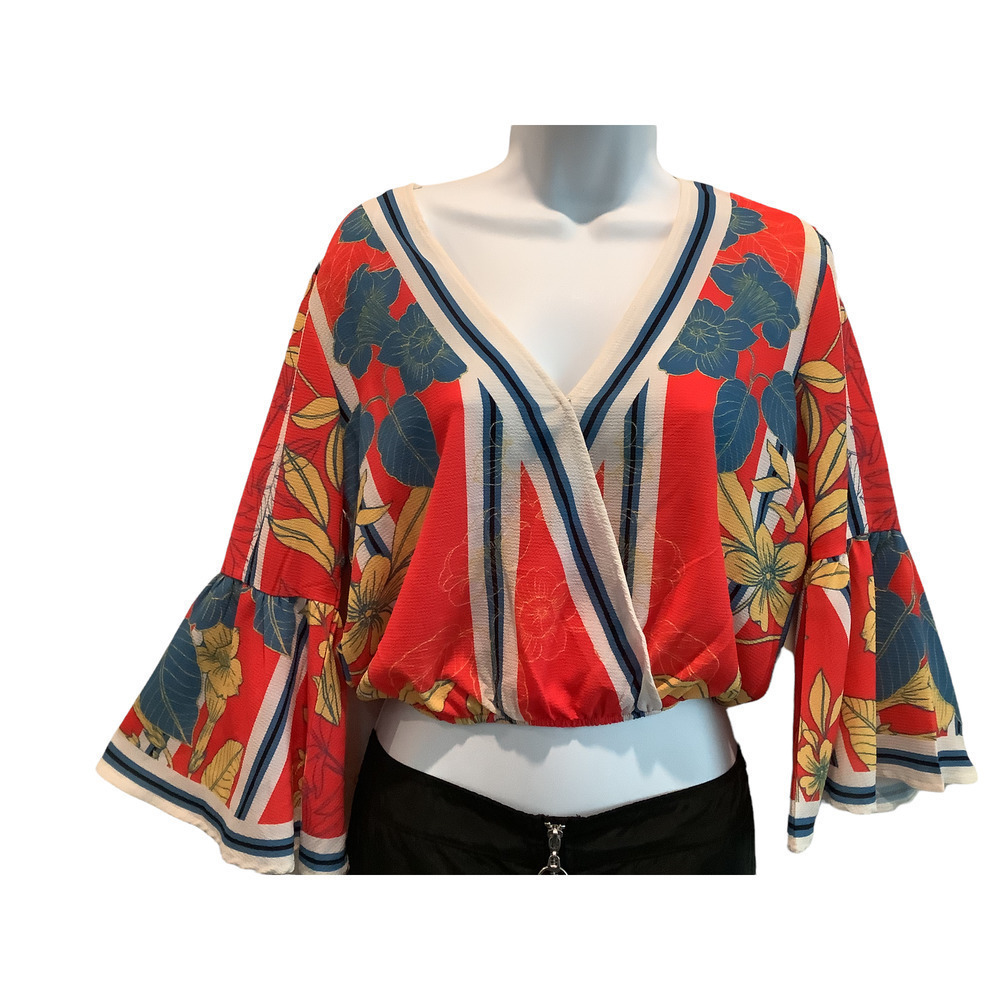 FLYING TOMATO TROPICAL PRINT CROP TOP S